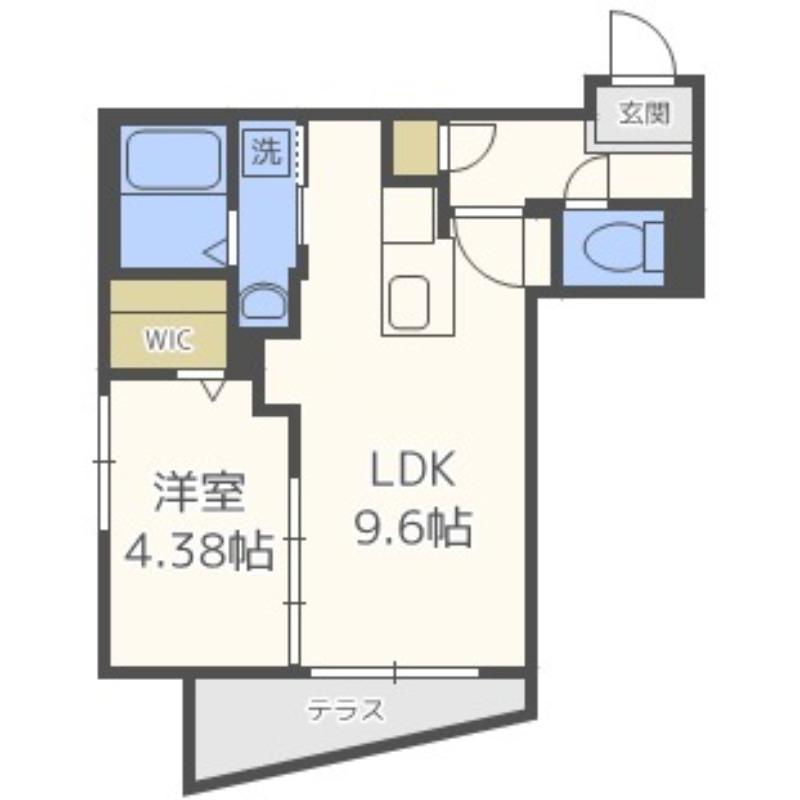 NORDESTA旭ヶ丘(1LDK/1階)の間取り写真