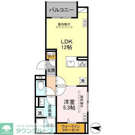 フリシュ深見(1LDK/2階)の間取り写真