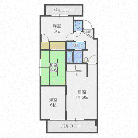 アートエリアSK(3LDK/3階)の間取り写真
