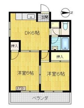 青風ハイツ(2DK/3階)の間取り写真
