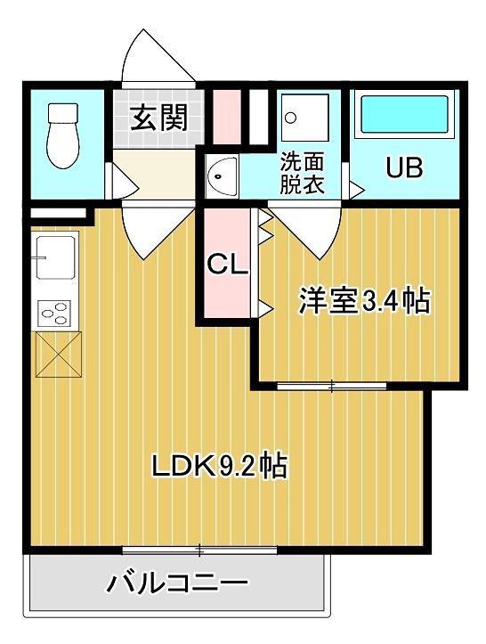 RETERASU光善寺(1LDK/3階)の間取り写真