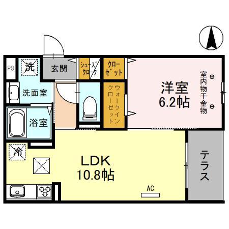 グランドール清水(1LDK/1階)の間取り写真