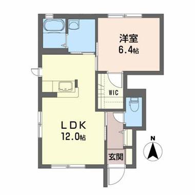 パークサイドマルサC(1LDK/1階)の間取り写真