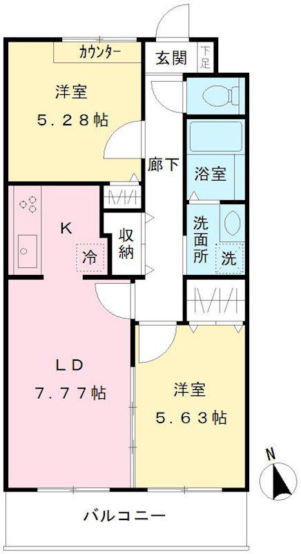 ラムルッカ(2LDK/2階)の間取り写真