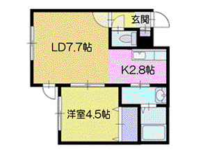 ルーチェ黄金(1LDK/2階)の間取り写真