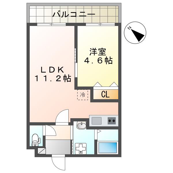 SGB浜町(1LDK/4階)の間取り写真