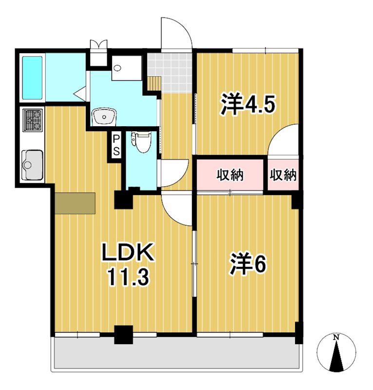 アコール稲秀(2LDK/2階)の間取り写真
