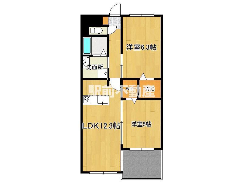 APエルテージ地行(2LDK/5階)の間取り写真