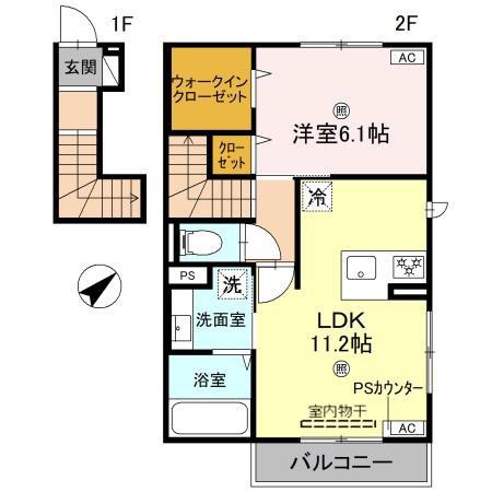AMLETTE NEXLA COURT(1LDK/2階)の間取り写真