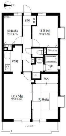 グレース桜新町(2LDK/4階)の間取り写真