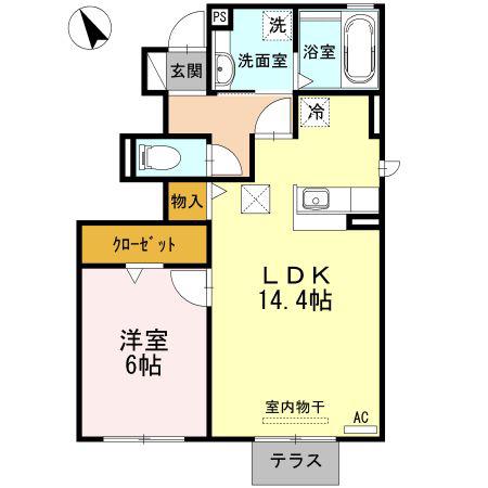 ディオネ(1LDK/1階)の間取り写真