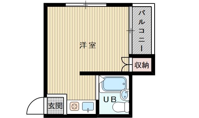 青山ハイツ淡路(ワンルーム/1階)の間取り写真