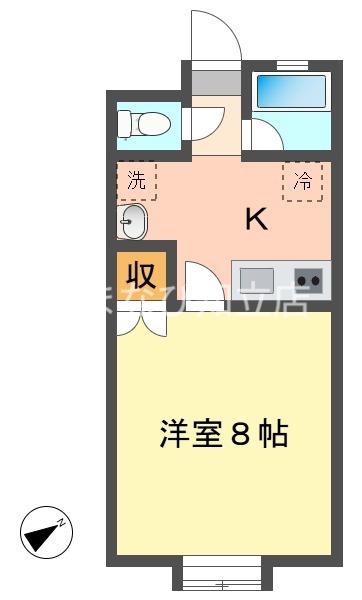 リバーサイドハウス(1K/2階)の間取り写真
