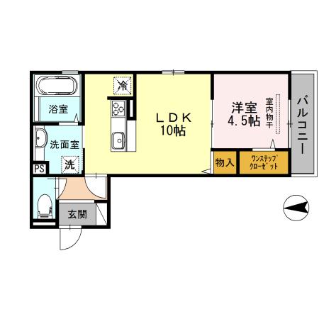 ジュリあべの(1LDK/2階)の間取り写真
