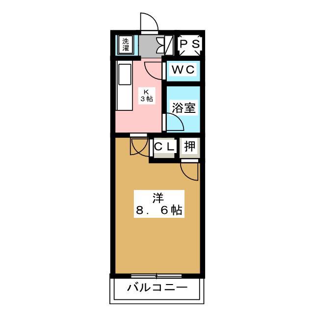サン・ヒルズ高宮(1K/1階)の間取り写真