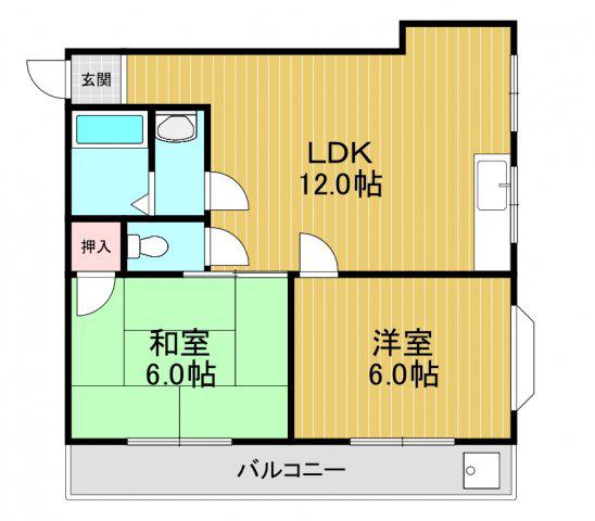 グランスカイマンション(2LDK/3階)の間取り写真