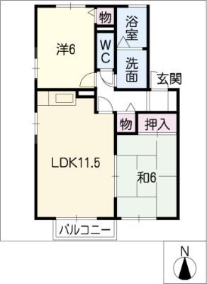 エスポワール(2LDK/1階)の間取り写真