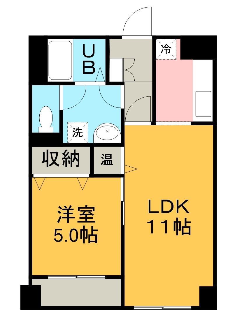 コンチネンタル・インB(1LDK/1階)の間取り写真