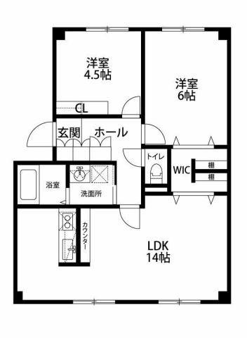 サンライズ弥栄III(2LDK/2階)の間取り写真
