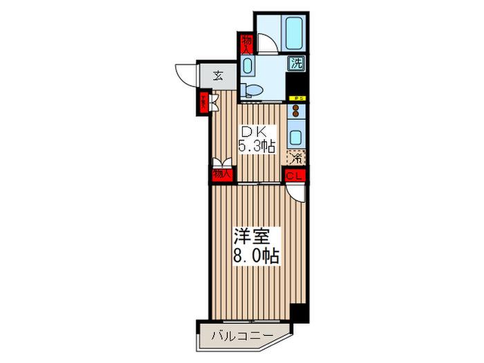 オーキッドレジデンス蔵前II(1DK/8階)の間取り写真