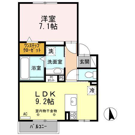 パルムドールB(1LDK/2階)の間取り写真