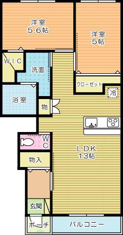 SKYSOARERI(2LDK/1階)の間取り写真