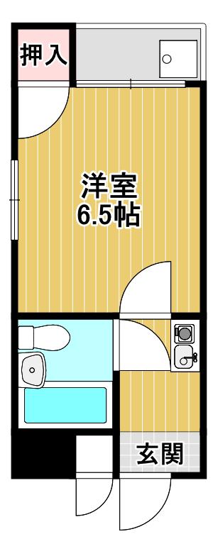 岡久ハイツ(1K/3階)の間取り写真