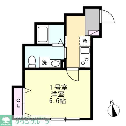 ベイルーム花月総持寺(1K/2階)の間取り写真