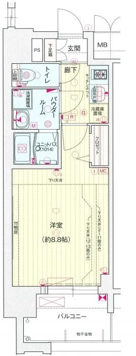 プレサンスTHE栄(1K/13階)の間取り写真