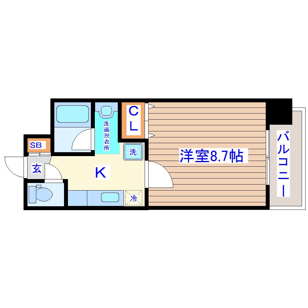アムールシャトー(1K/5階)の間取り写真