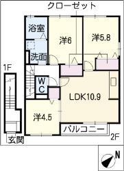 フルラージュ(3LDK/2階)の間取り写真