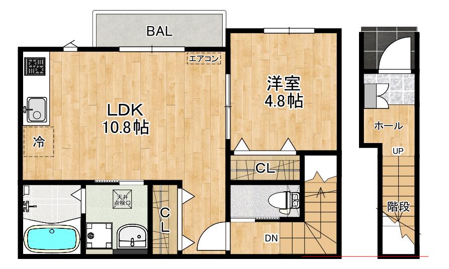 AETAS TERRACE(1LDK/2階)の間取り写真
