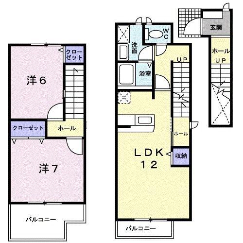 アーバンコートII・B(2LDK/2階)の間取り写真