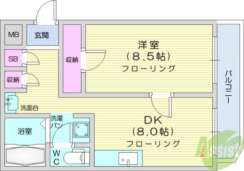 サンシャイン高砂駅前(1DK/2階)の間取り写真