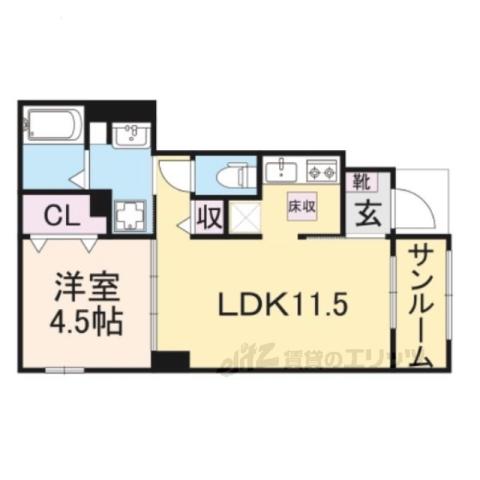 L・FRONT 雅(1LDK/1階)の間取り写真