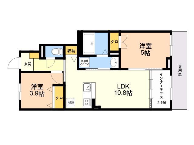 URBAN STAGEA春日1(2LDK/1階)の間取り写真