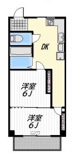FLAT山王(2DK/2階)の間取り写真