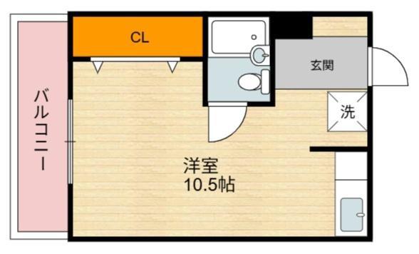 ハイネス白萩(ワンルーム/3階)の間取り写真