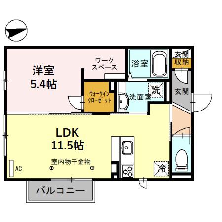 ユースフル高尾台(1LDK/2階)の間取り写真