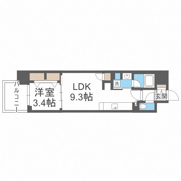 アーバネックス心斎橋イースト(1LDK/8階)の間取り写真