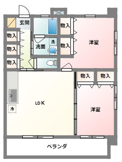 SUNNYSIDE(2LDK/2階)の間取り写真