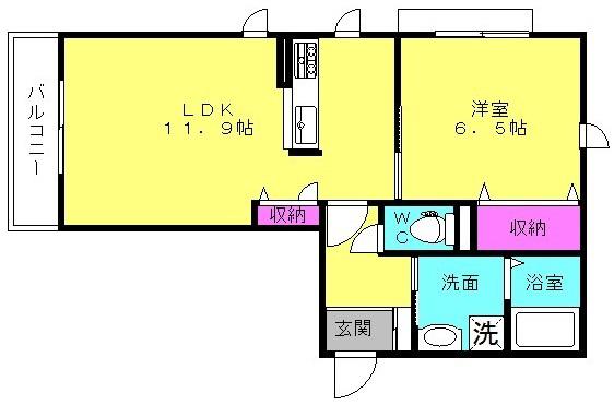 メゾン・ド 扇町(1LDK/3階)の間取り写真