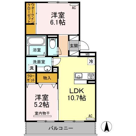 ミーテⅢ(2LDK/2階)の間取り写真
