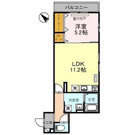 D-RESIDENCE茨木町(1LDK/2階)の間取り写真