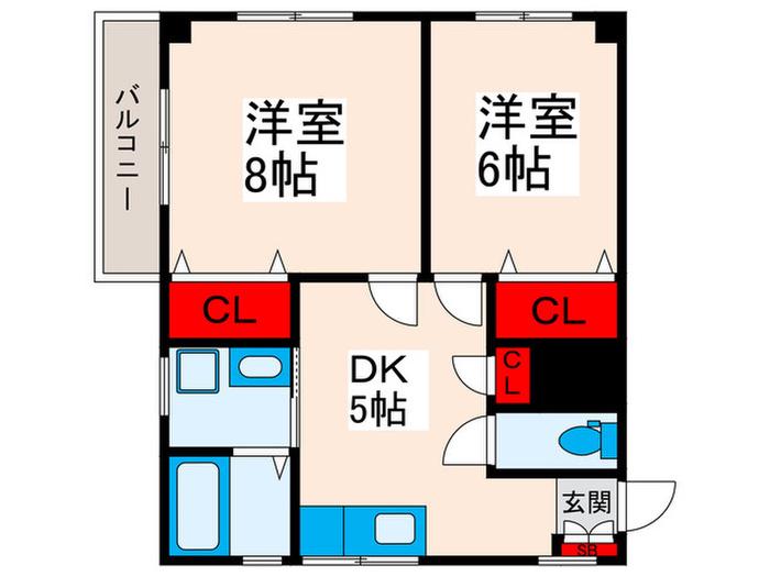 ダイヤモンドレジデンス東日暮里第二(2DK/5階)の間取り写真