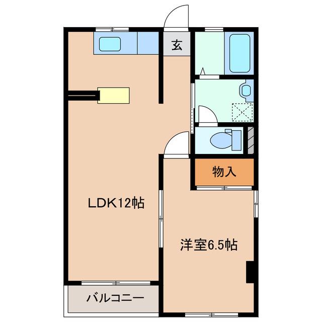 泉が丘地神コーポ(1LDK/2階)の間取り写真