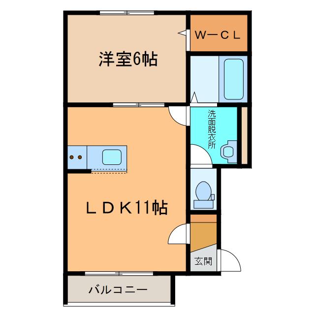 RUBY I(1LDK/1階)の間取り写真