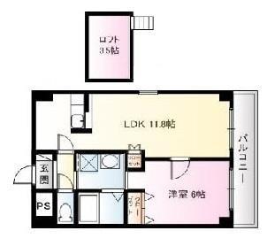 THE SKY VIEW(1LDK/10階)の間取り写真