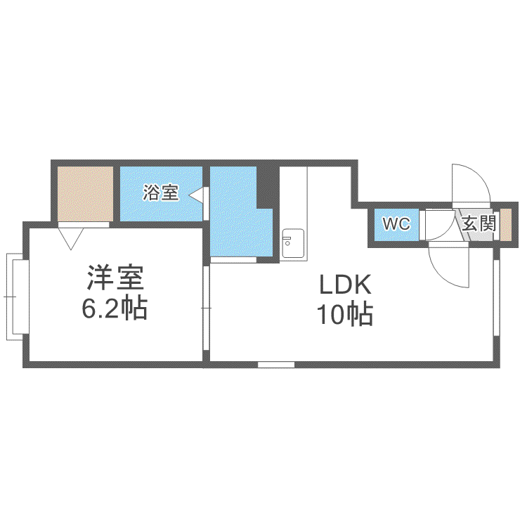 ヴィラ船見坂C棟(1LDK/2階)の間取り写真