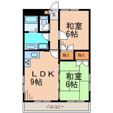 グランドゥール(2LDK/3階)の間取り写真